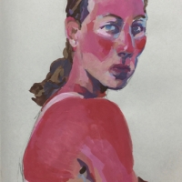 Sketchbook Page, Sunburn, Gouache in Moleskine Sketchbook, 2018