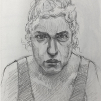 Sketchbook Page, Self-Portrait, Graphite in Moleskine Sketchbook, 2018