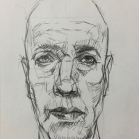 Sketchbook Page, Portrait of a German Artist, Graphite in Moleskine Sketchbook, 2018