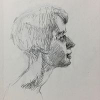Sketchbook Page, Profile, Graphite in Moleskine Sketchbook, 2018