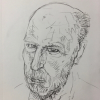 Sketchbook Page, Self-Portrait, Graphite in Moleskine Sketchbook, 2018