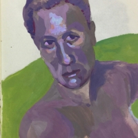 Sketchbook Page, Portrait, Gouache in Moleskine Sketchbook, 2018