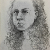 Sketchbook Page, Portrait, Graphite in Moleskine Sketchbook, 2018