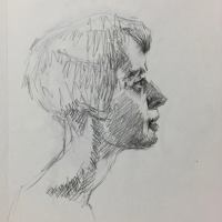 Sketchbook Page, Profile, Graphite in Moleskine Sketchbook, 2018