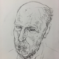 Sketchbook Page, Self-Portrait, Graphite in Moleskine Sketchbook, 2018