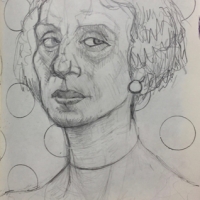 Sketchbook Page, Penny, Graphite Portrait in Moleskine Sketchbook, 2018