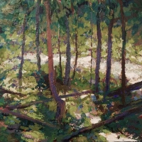 Painted Fiction Files Creek 12x12 acrylic on cradeled hard board 2014