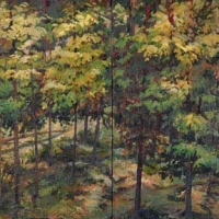 Painted Fiction Fallen Tree, diptych, acrylic on canvas, 20x40, 2013