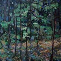 Painted Fiction Blue Forest, diptych acrylic on canvas, 20x40, 2013